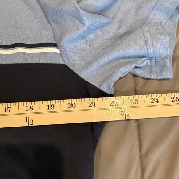 Travis Mathew Sunset Blocked Polo Riviera Heather Blue Nights Size Large - Picture 8 of 10